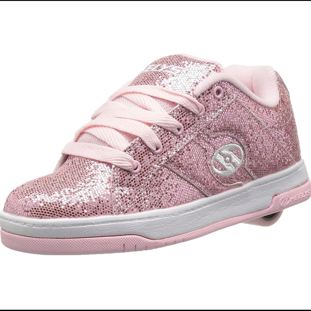 Heelys Size 7 Little Kids Skate Tennis Shoes Pink Glitter Sneakers Girls